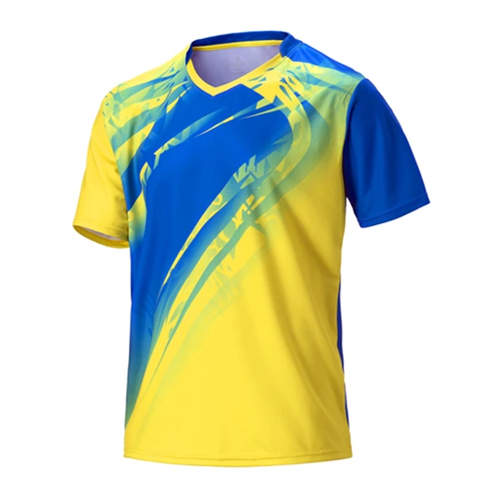 blue yellow Спортивная быстросохнущая рубашка для бадминтона, Мужская одежда для бадминтона, рубашка для настольного тенниса, одежда для настольного тенниса, футболки поло - Цвет: blue yellow