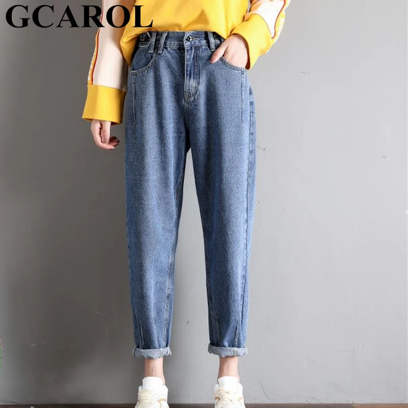 GCAROL, новинка, Женские джинсы-карандаш из 93% хлопка, джинсы с высокой талией, джинсы в стиле бойфренда, 3 цвета, размера плюс 26-32