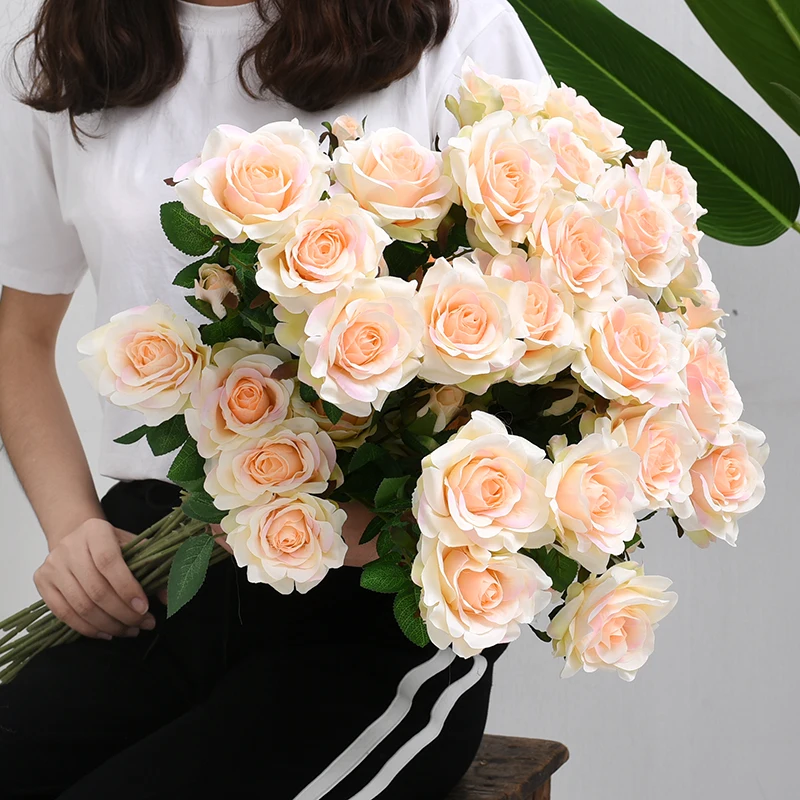 Искусственные розы искусственные свадебный цветок расположение гостиной стол