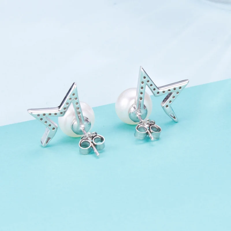 Dainashi new arrival 925 sterling silver Chic and unique star natural pearl stud earrings fine jewelry for prom | Украшения и