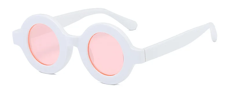 White Pink SHAUNA Ins популярные ретро маленькие круглые солнцезащитные очки для женщин рамка с надписью Модные солнцезащитные очки UV400 - Цвет линз: White Pink