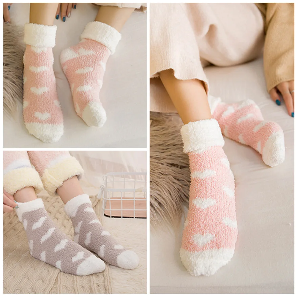 6 пар женские одноцветные зимние толстые теплые носки из кораллового флиса для