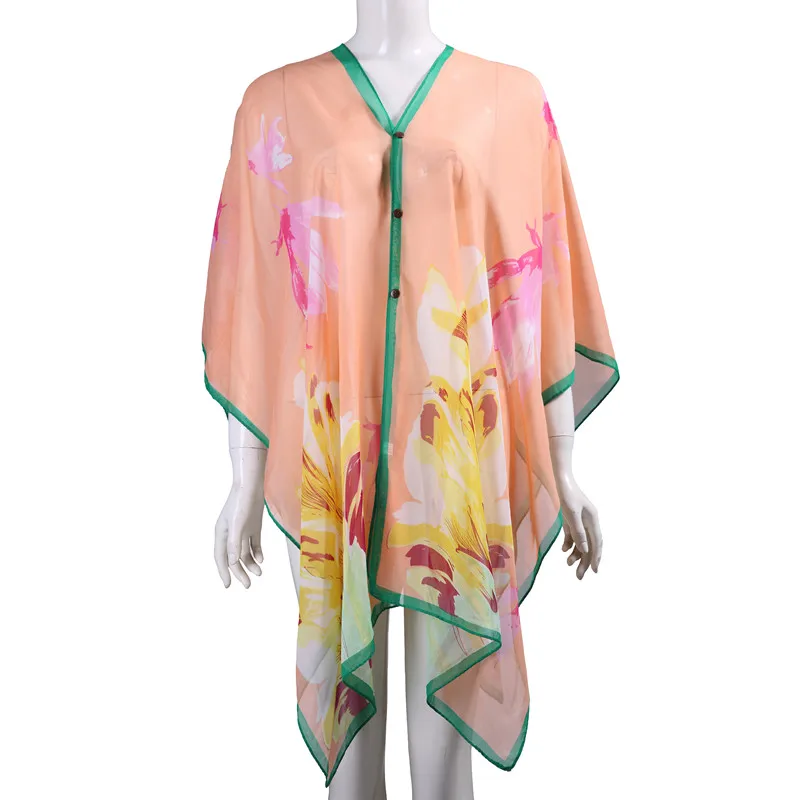 4 одежда Лидер продаж новый летний пляжный солнцезащитный крем Шифон с цветочным