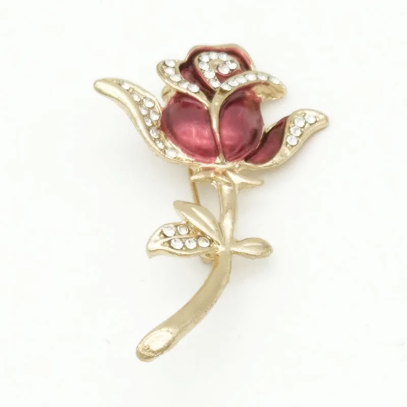 

Hot Rhinestone Rose Flower Enamel Brooch Corsage Scarf Clip Brooches Lapel Pin Broches Jewelry Women Lady Sweater Hats Buckles