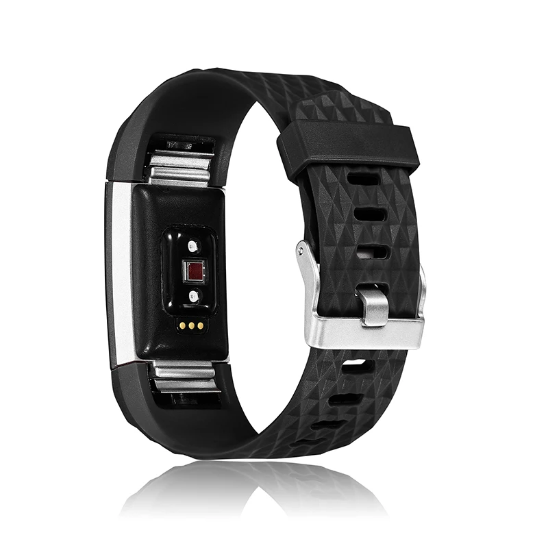 balck with diamond Сменный браслет на запястье, мягкий силиконовый браслет для подзарядки бит, 2 ремешка, часы, зарядка 2, смарт-браслет с квадратным и бриллиантовым экраном - Цвет: balck with diamond