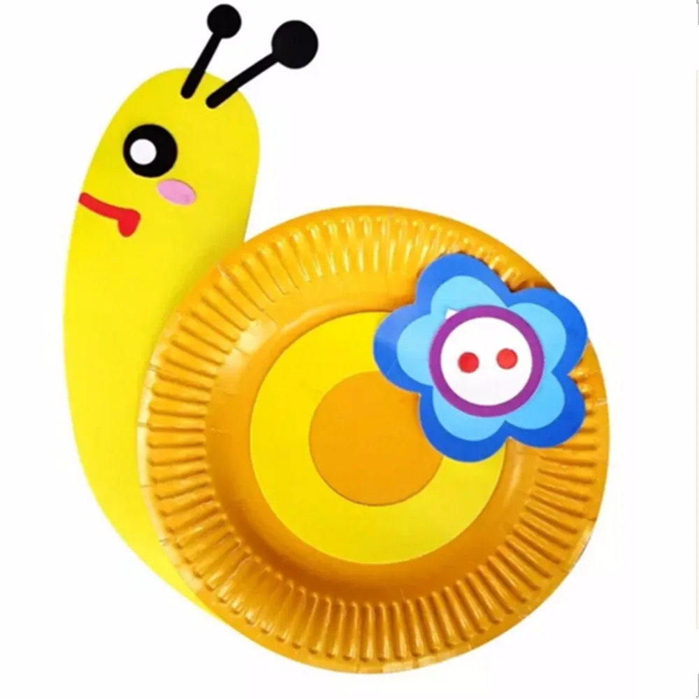 

1pc Cute multricolor DIY Paper Plate Handmade Craft Kits Toys Creative Draw Sticker for Kids Educational Toys Gift random send