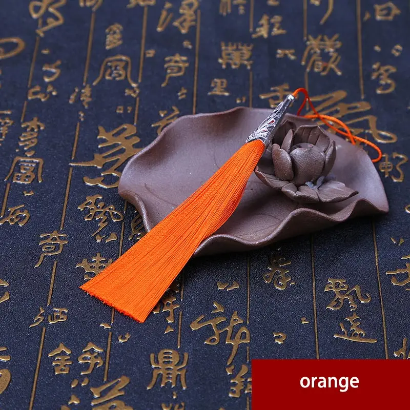 orange 2 шт 9 см Висячие веревочки сплав колпачок шелк кисточка швейная ткань кисточка ключ кисточки китайские Характеристики подарок украшения кулон - Цвет: orange