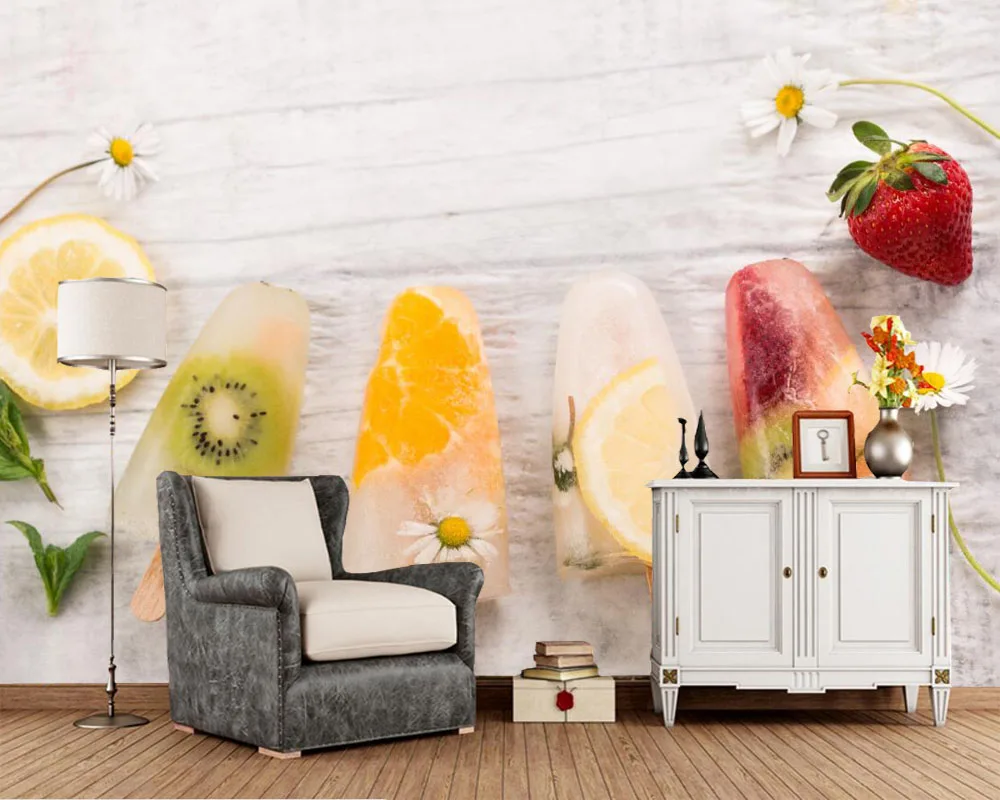 Сладости мороженое фрукты еда фото 3d обои диван спальня ТВ Фон Гостиная Кухня Бар