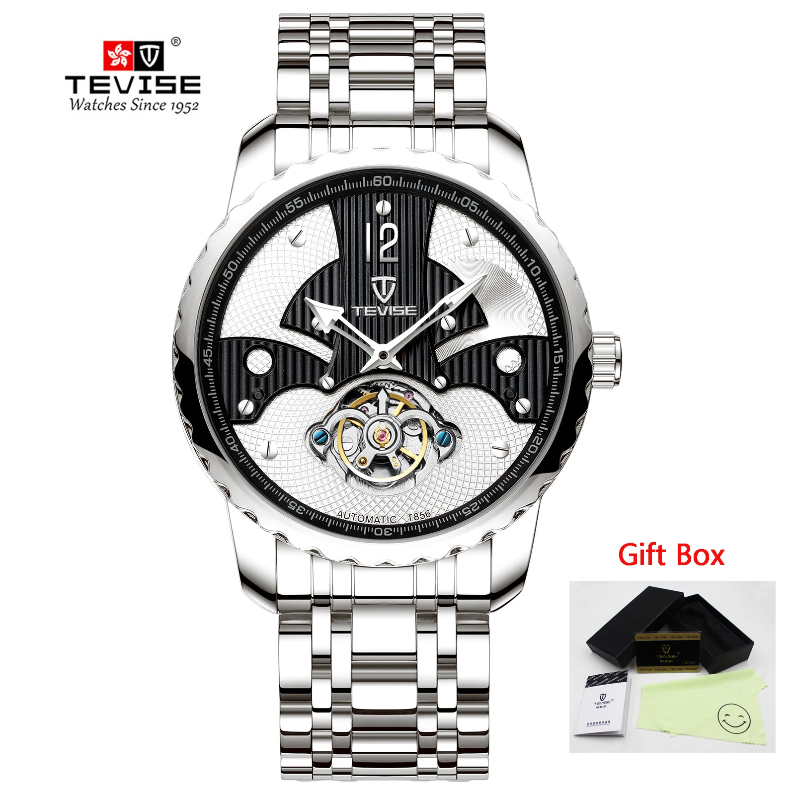 TEVISE black Tevise, Мужские автоматические механические часы, мужские роскошные брендовые водонепроницаемые часы с каркасом турбийоном, золотые мужские наручные часы, Relogio Masculino - Цвет: TEVISE black