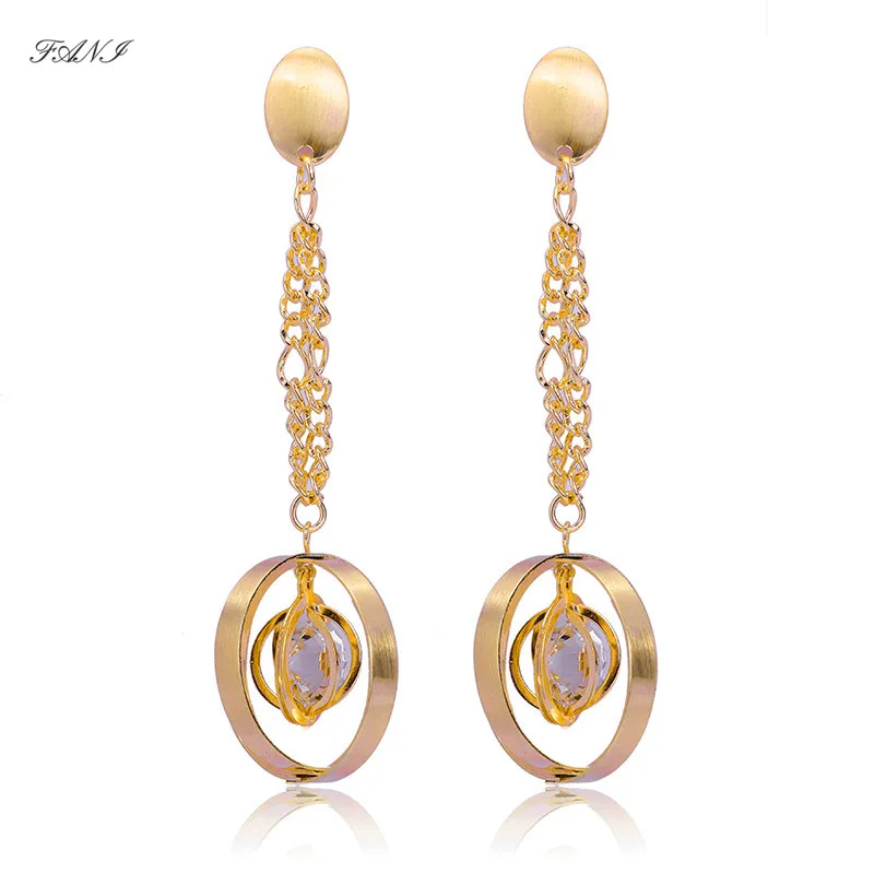 Женские длинные серьги подвески Fani медные геометрической формы в бразильском