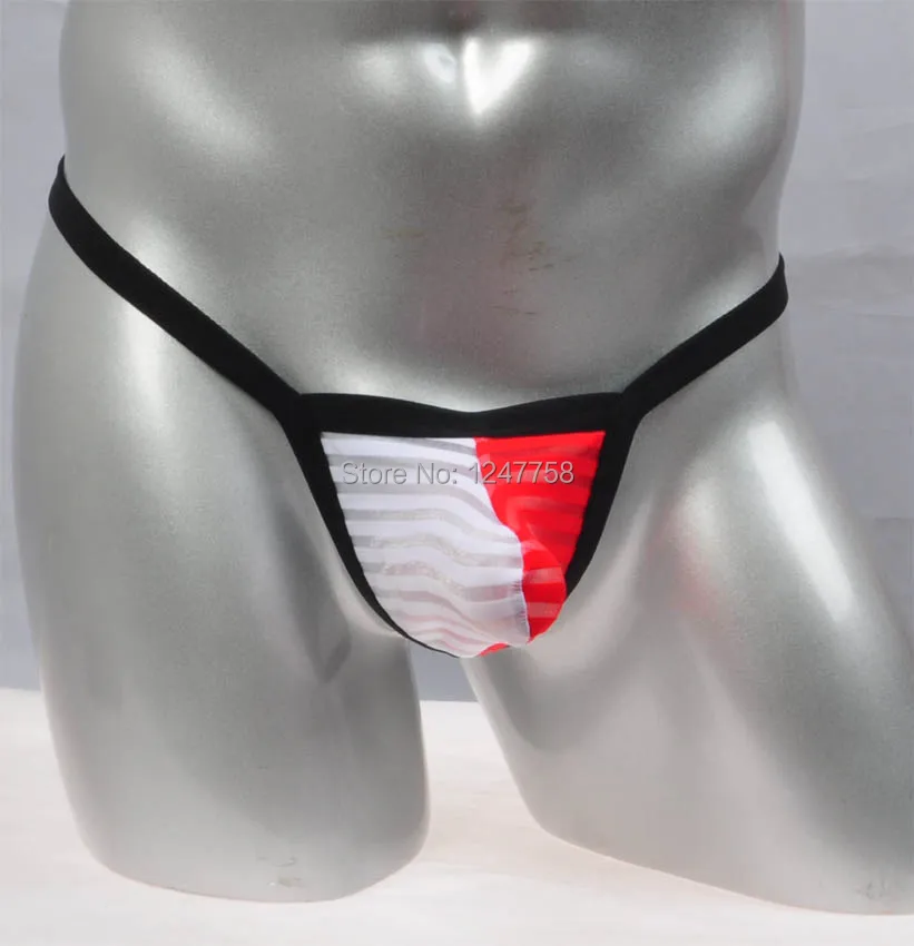 Для мужчин в полоску Mesh T-Back повышение дуга Чехол стринги бандаж гей г строка Джок