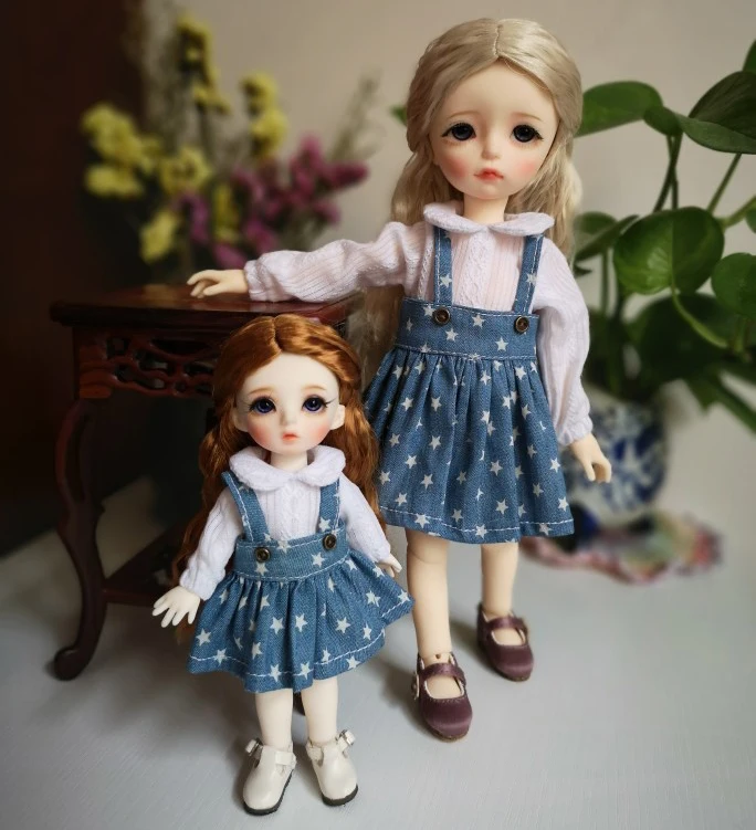 T02-X633 лучший детский подарок 1/8 1/6 bjd куклы аксессуары Одежда ручной работы белая рубашка Звезда платье 1 шт