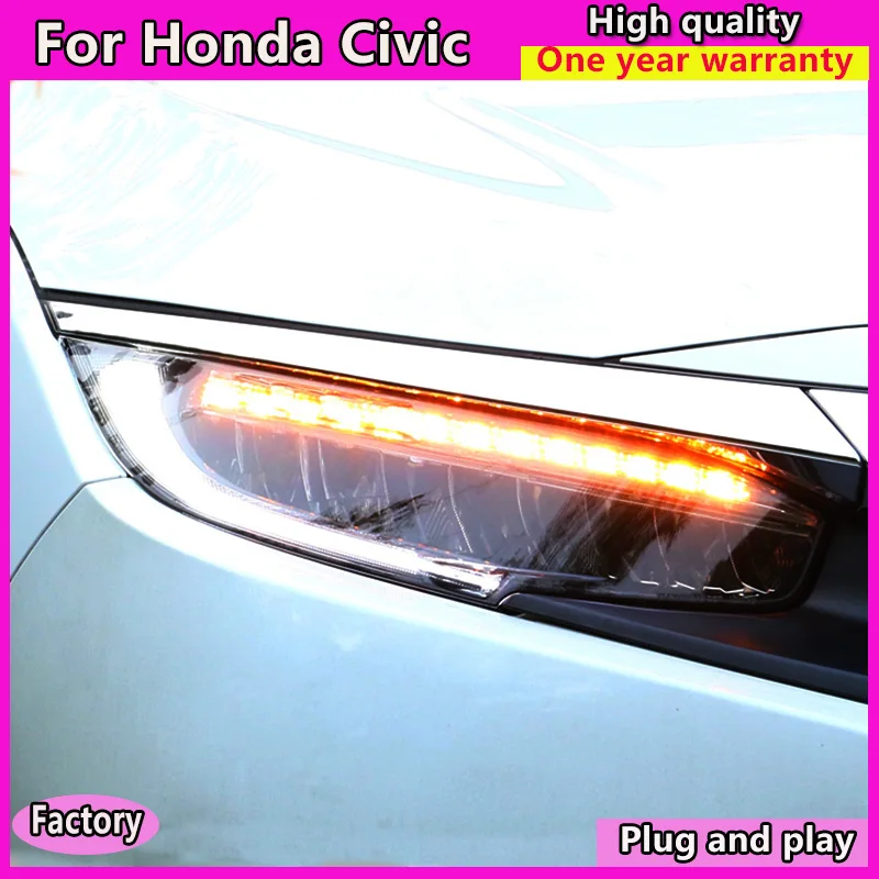 Автомобильный Стайлинг головная лампа в сборе для Honda Civic 10th светодиодная фара 2015