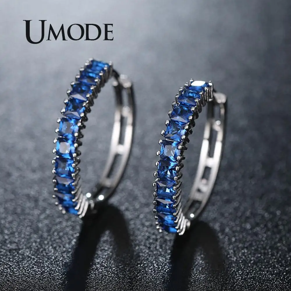 UMODE, 7 цветов, кубический цирконий, круглые Висячие серьги для женщин, висячие серьги, модные свадебные украшения, подарки, Роскошные бренды UE0582B