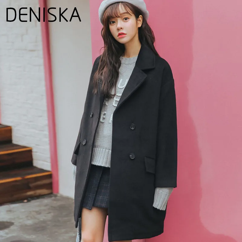 Дениска 2018 Новинка весны большой лацкане пиджака толстые шерстяные ветровка Для