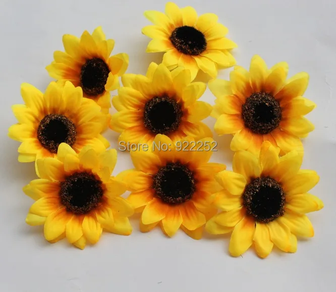 7 см желтый/оранжевый большой искусственный Шелковый Подсолнух головы diy букет