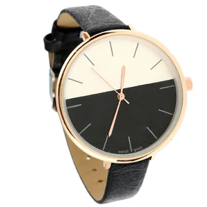 Art watch scribble Gnova Platinum Women size thin band PU Leather Double Color Face Girl Casual Dress Geneva Style Wristwatch