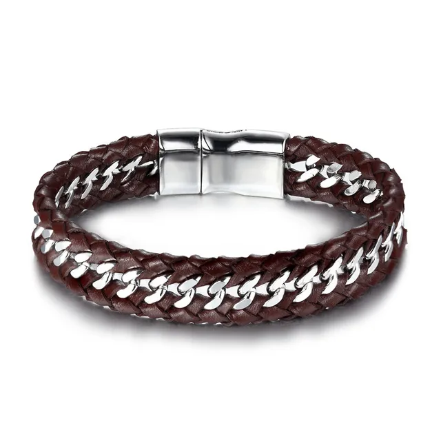 Leather Braid Bracelet Knitted Magnetic Clasp 2