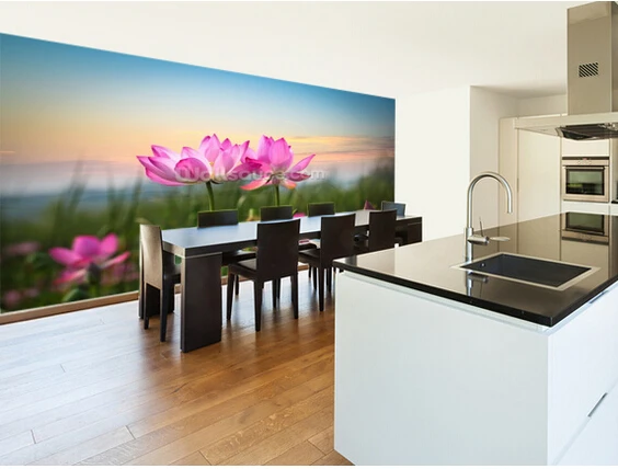 Пользовательские цветочные обои цветок лотоса на закате 3D декорации для