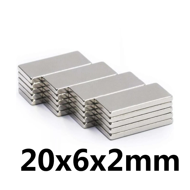 10 шт. 20x6x2 мм неодимовый магнит Блок N35 постоянный супер сильный Мощный маленький