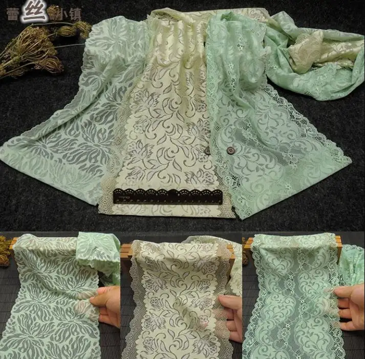 Изысканная Зеленая эластичная кружевная отделка 1 метр Высококачественная