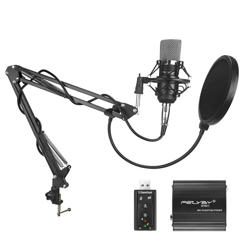 Stand Filter Power Высококачественный проводной Стерео конденсаторный микрофон с держателем и зажимом, крепление для общения, пения, караоке, ПК, ноутбука, BM 700 - Цвет: Stand Filter Power