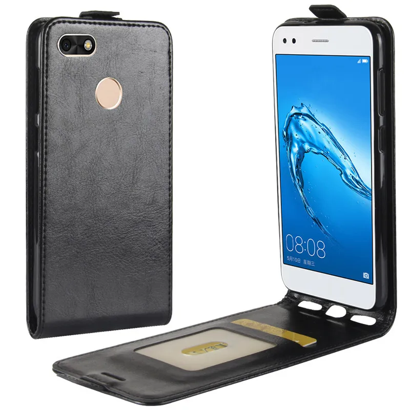 black Huawei Nova Lite чехол, роскошный кожаный Вертикальный флип-кошелек, чехол для телефона huawei Nova lite SLA-L22 SLA-L02 - Цвет: black