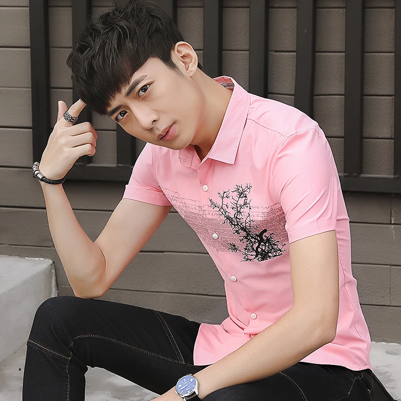 Для мужчин одежда платье рубашка Camisa Masculina Slim Fit Футболка с цветочным принтом
