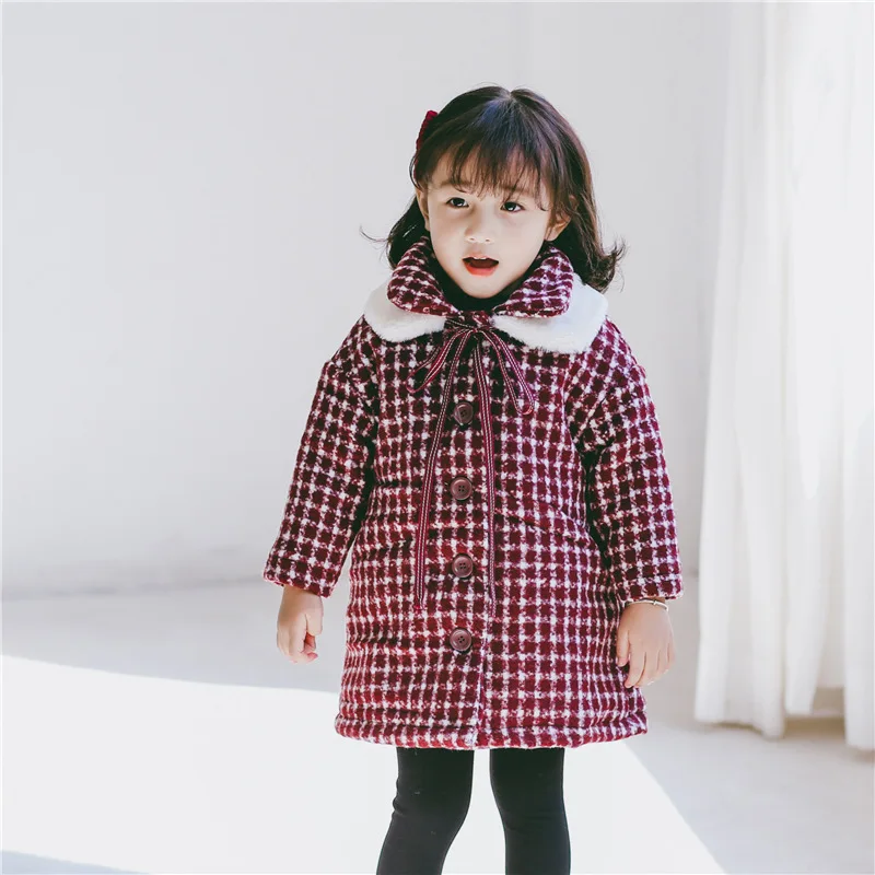 2018 осенние детские шерстяные пальто От 2 до 6 лет зимние для маленьких девочек