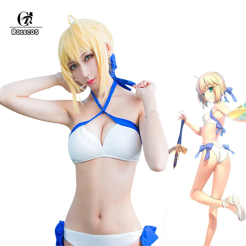 ROLECOS японского аниме Fate Stay Night Altria Pendragon косплей костюм бикини Zero Saber Arturia