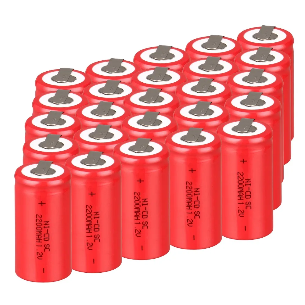 Высокое качество! 36 шт. Sub C SC аккумуляторная батарея 1 2 V 2200mAh Ni Cd батареи красный
