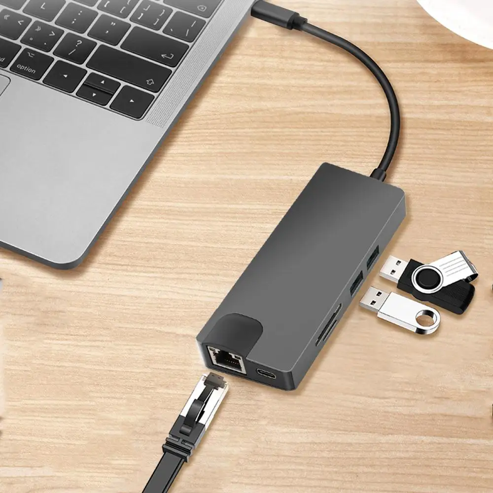 8В1 USB-C концентратор USB C к VGA HDMI 4K RJ45 Micro SD/TF кардридер адаптер Type 3 0 для MacBook Chromebook