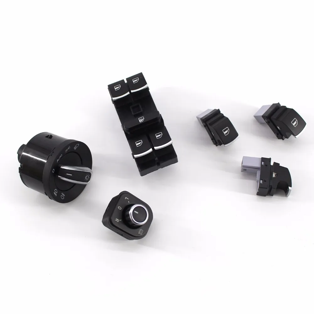 6PCS Chrome Window Headlight Mirror Switch Set for VW Passat B6 CC Golf Jetta |