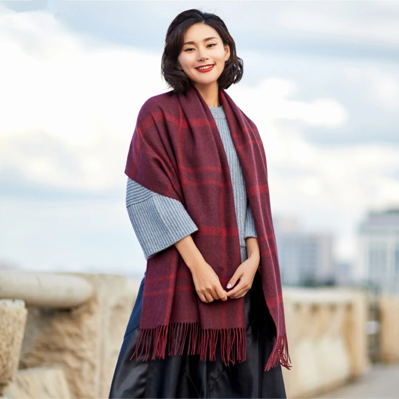 Double sided wool scarf Warm Thick Multi Colors Shawl Women Soft Scarves Cosywarmer | Аксессуары для одежды