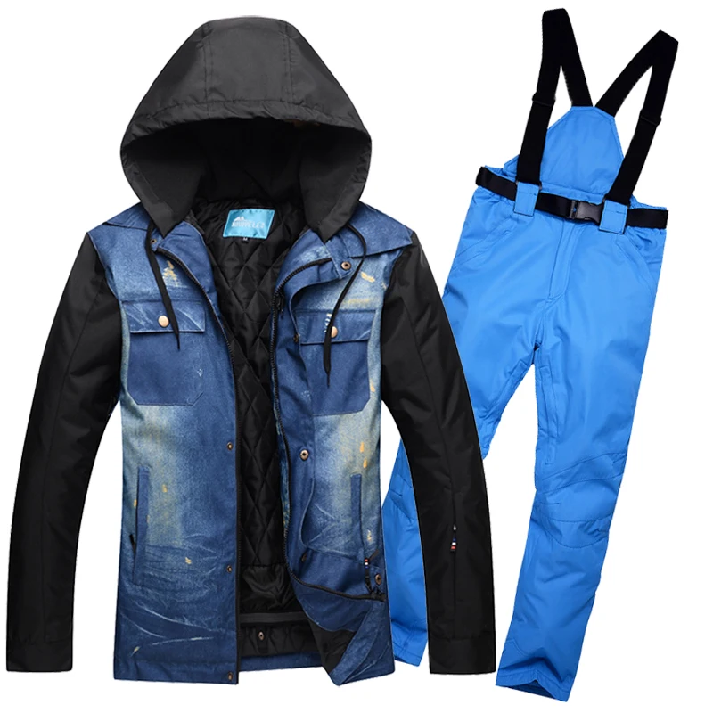 

Jacket+Pants Set Men Ski Suit Free Shipping Men's Windproof Waterproof Outdoor Wear Big Yards Skiing Snowboard Super Warm