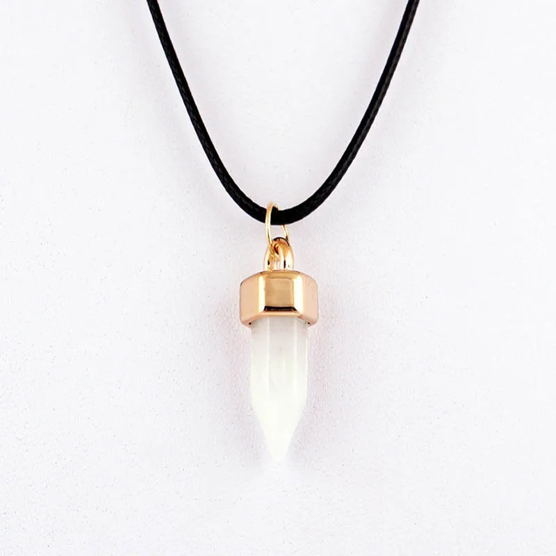 Природный кристалл гексагональной Колонка Подвески Ожерелья для мужчин 7 цветов