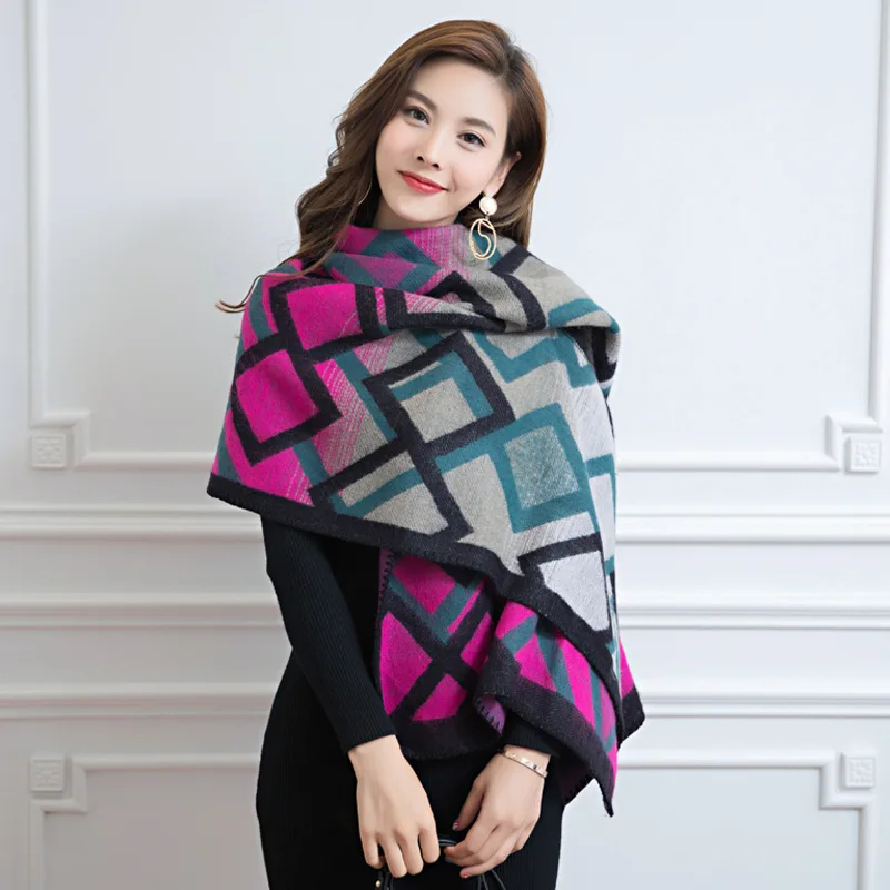 2018 осень зима женский шерстяной шарф женские кашемировые шарфы широкие решетки