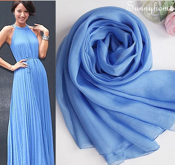 

Хиджаб под шарф, 100% натуральный шелк, Женская повязка на голову, модный Шелковый шарф, синий шарф мусульманский платок