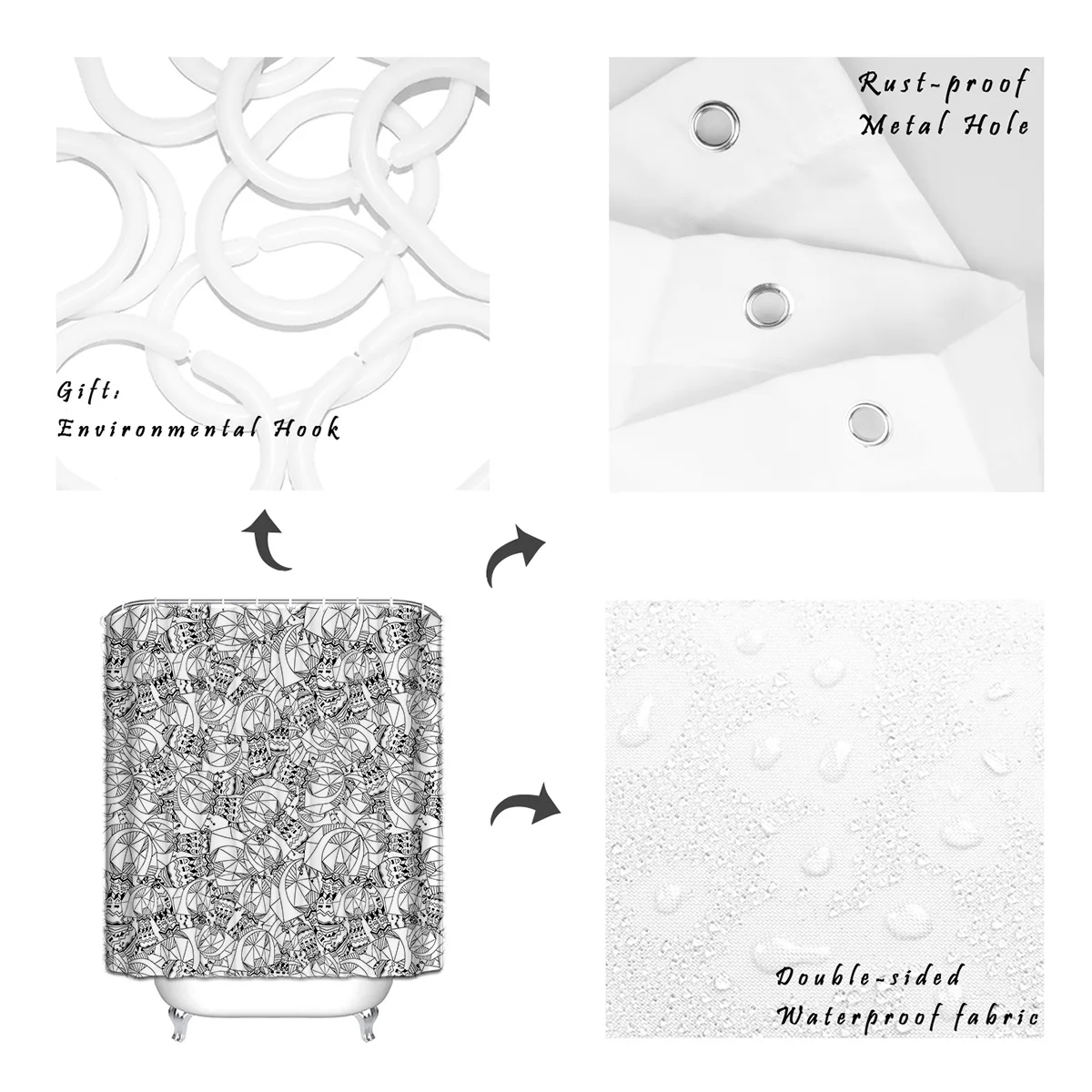 Скандинавский стиль геометрический мультяшный дизайн занавеска для душа декоративная ткань продукты