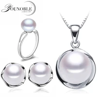 freshwater pearl jewelry sets silver 925 for womenreal pearl jewelry earring wedding anniversary mother birthday gift black