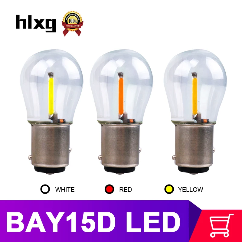 Hlxg 1156 BA15S 1157 BAY15D Автомобильный светодиодный светильник с нитью накаливания, поворотная сигнальная лампа заднего хода, 12 В постоянного тока, белый, желтый, красный T10-048