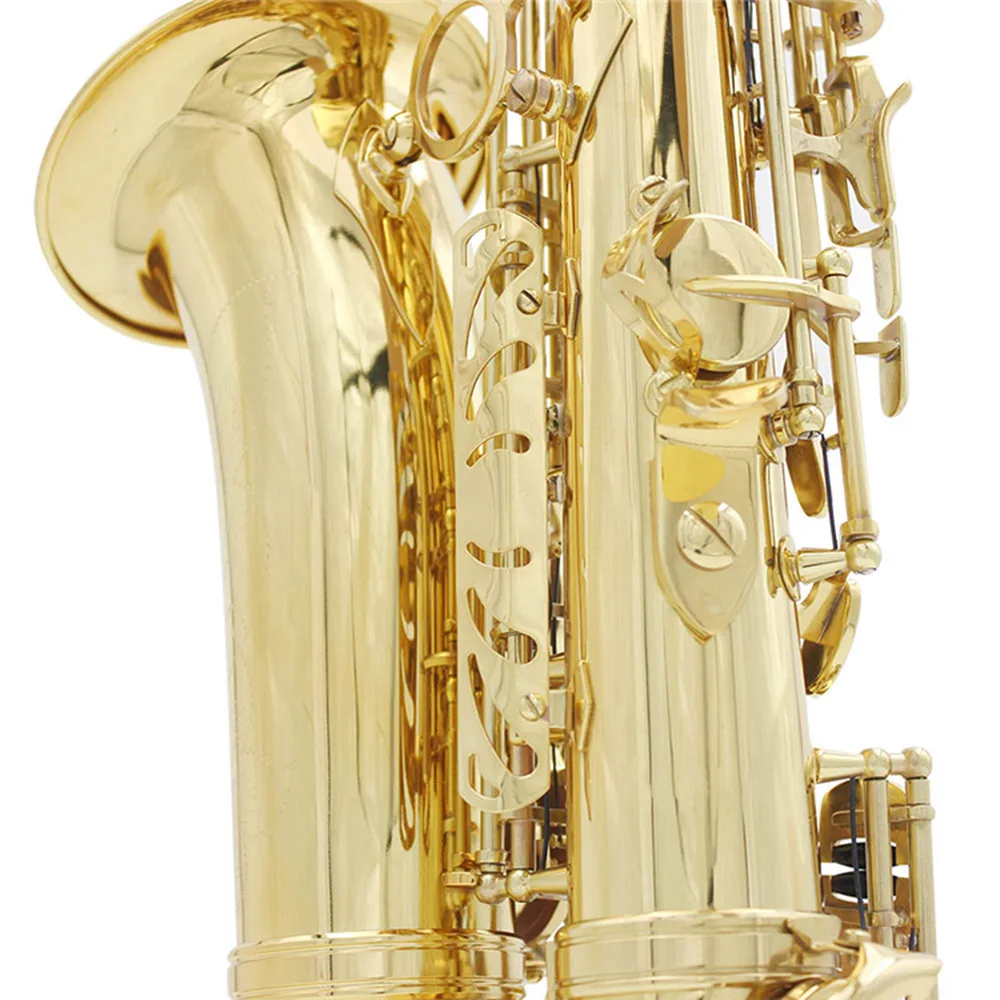 Латунный саксофон Eb Alto Sax лакированный золотой с чехлом чехол перчатки, Чистящая салфетка щетка саксофон ремень немой щетка для мундштука