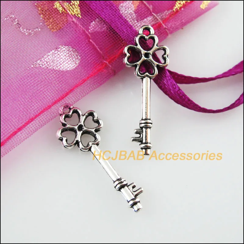 Модные 45 шт Тибетский серебристый цвет подвески в форме сердца ключей Подвески