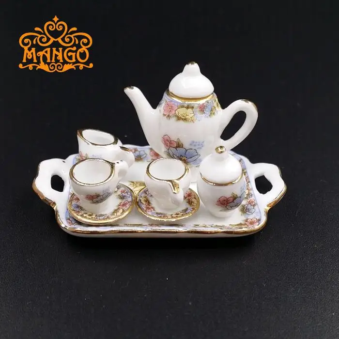 

1/12 Dollhouse Miniature Porcelain China Tea Set CHERRY 8PCS Gift toys