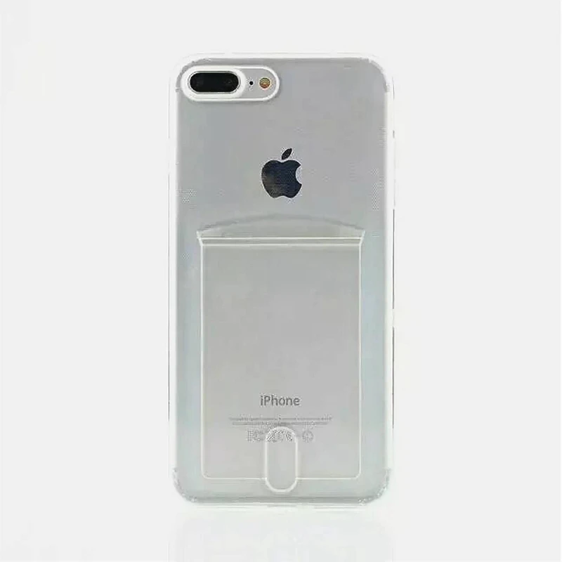 Роскошный мягкий чехол из ТПУ для карт ID Iphone XS MAX XR X 10 8 7 6 Plus Coque Card Pocket Прозрачный