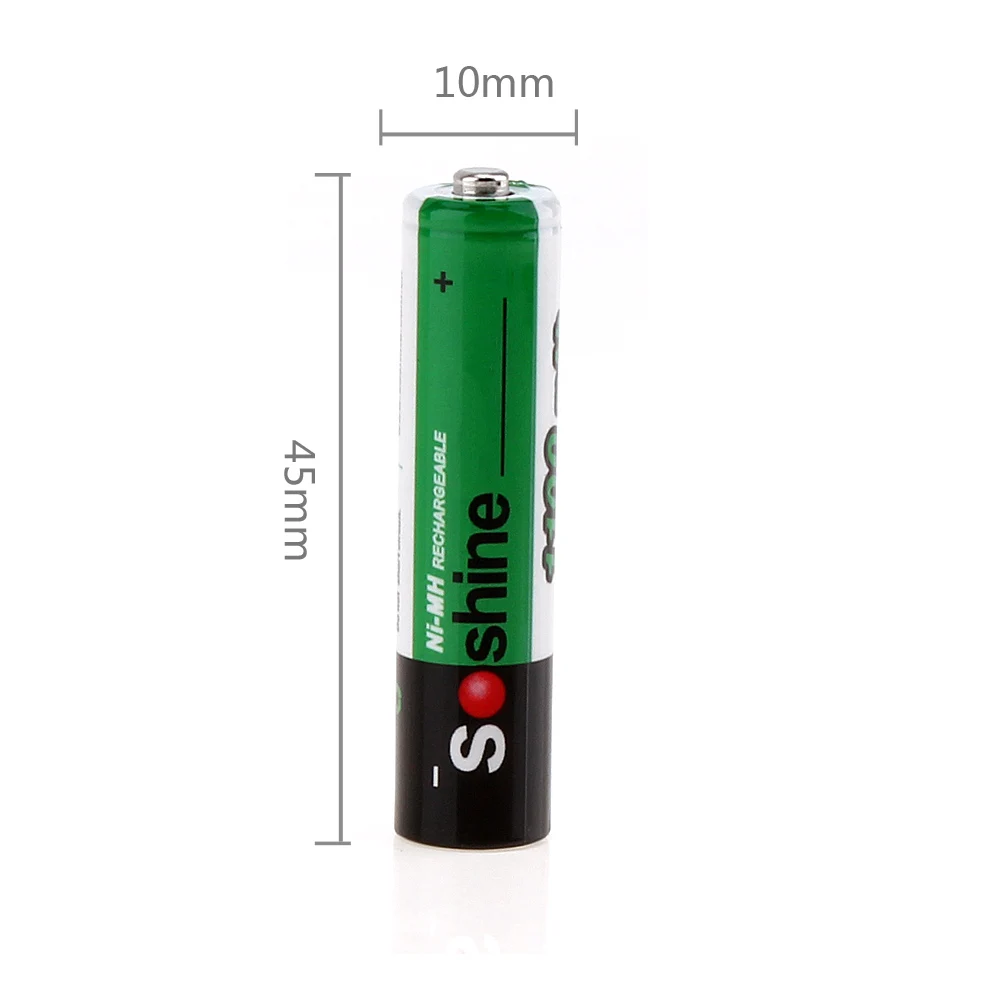 Soshine Green 4 шт./упак. 12V Ni MH AAA 1100mAh перезаряжаемые батареи + портативный батарейный