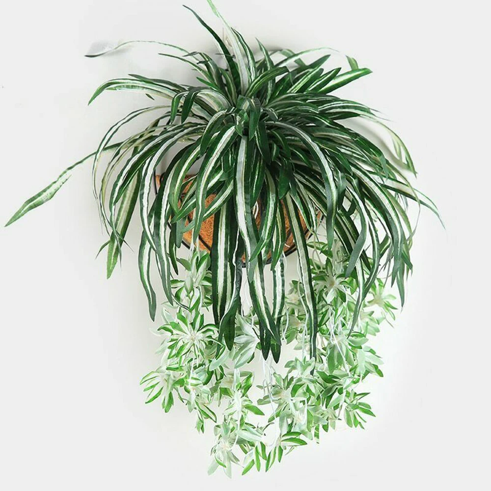 Green Fake Wall Potted Flower Artificial Flowers Simulation Plants Chlorophytum Living Room Decor Hanging New 65cm | Дом и сад