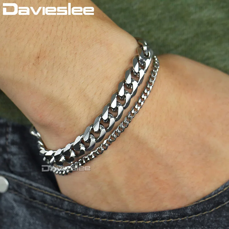 Браслет Davieslee LDBM27 мужской из двойной нержавеющей стали Ювелирное Украшение