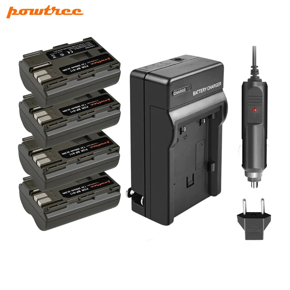 Powtree 7 2 V 2800mAh BP-511 BP-511A BP 511A батарея + зарядное устройство для Canon EOS 40D 300D 5D 20D 30D 50D 10D D60