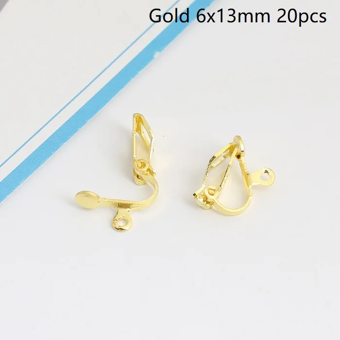 Gold 20 шт. клипсы для сережек без прокалывания ушей, аксессуары для сережек позолоченные и посеребренные - Цвет: Gold